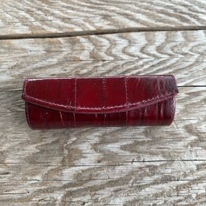 Red Eel Skin Lipstick Case
